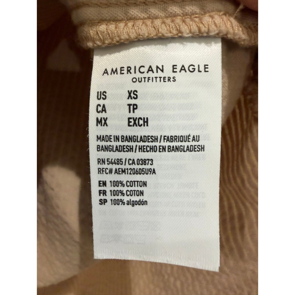 American Eagle Tan Corduroy Button Down Shirt Women's XS Beige‎ Shacket Cotton - Picture 4 of 6